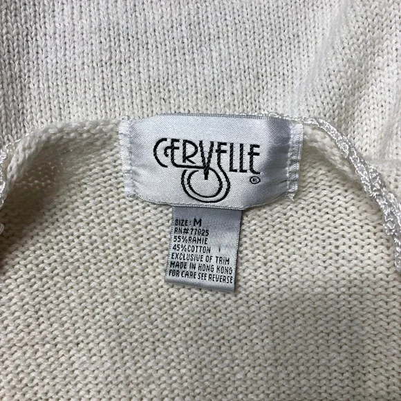 Cervelle Sweater Medium Cute Off White 90s Vintage V-Neck Cardigan Grandma Cozy - Picture 9 of 10